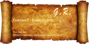 Gansel Romulusz névjegykártya